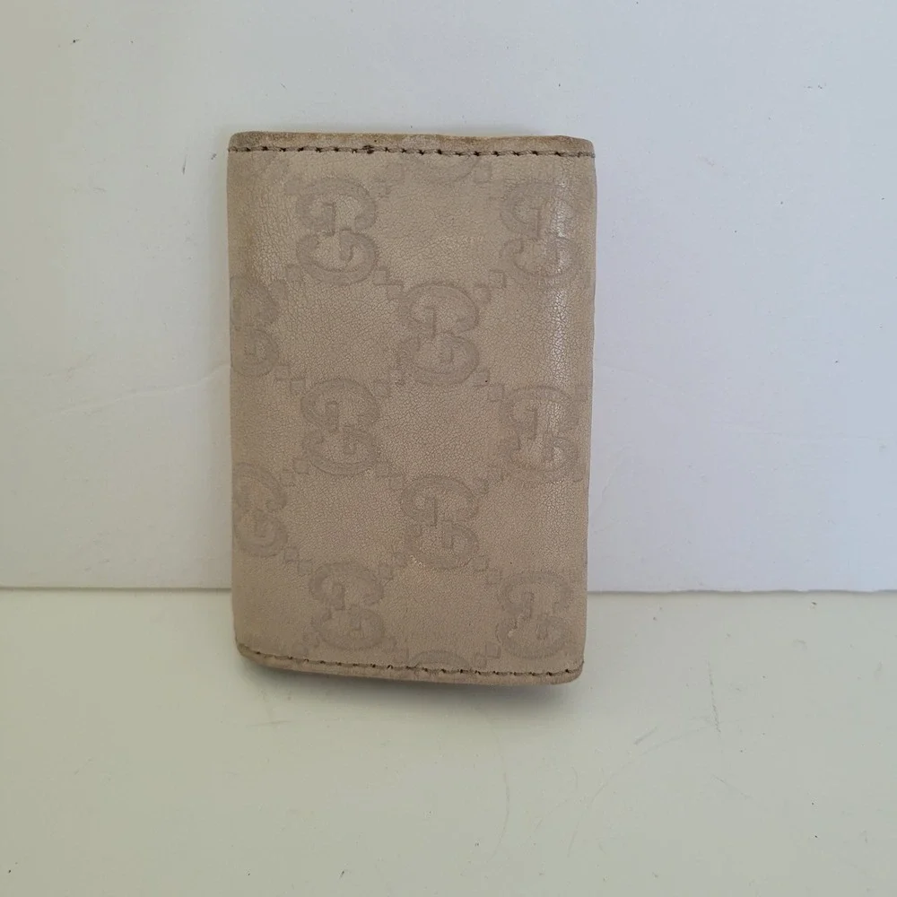 Gucci Guccissima Key Case White Bone Leather 6 Hook Holder 212111 0416